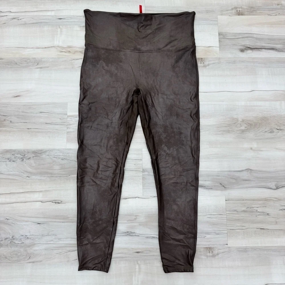 SPANX Faux Brown Leather Leggings size 3X pants plus